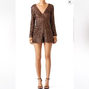 Dress the Population Brown Sequin Romper
